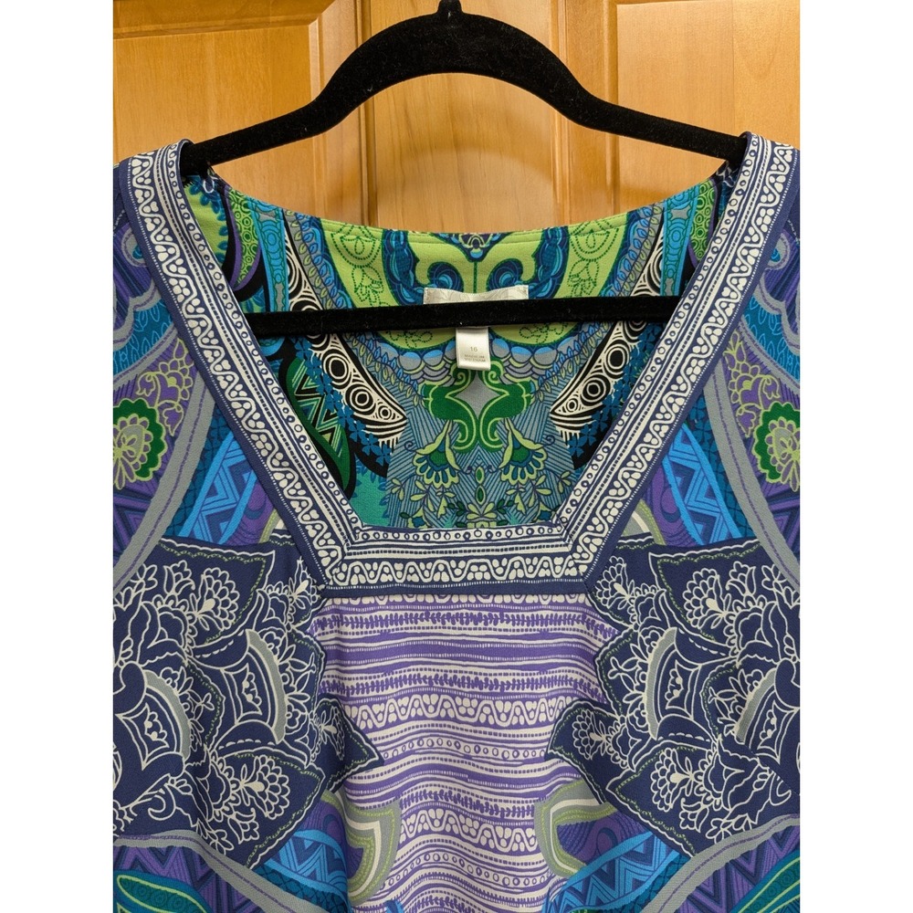Dress Barn Size 16 Sleeveless Stretch Pullover Dress Sheath Square Neck - Picture 3 of 11